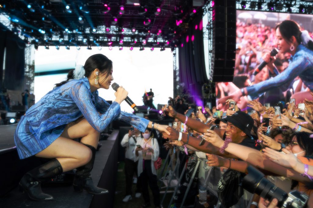 Breakout K-Pop artist BIBI making her US debut performance of her All-English single, "The Weekend" at 88Rising's Head in The Clouds Festival in Pasadena, CA